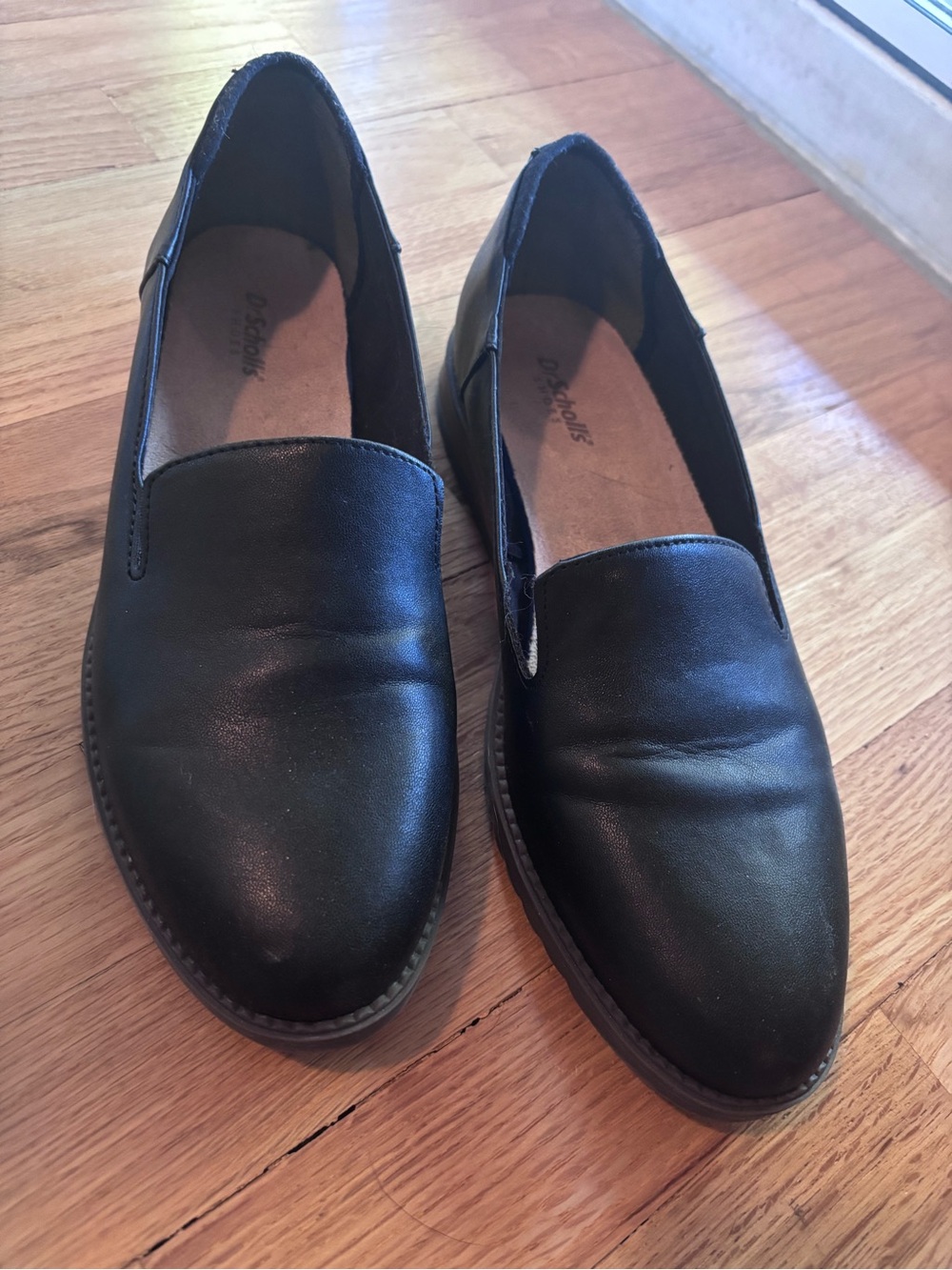 Dr. Scholl's Black Leather Slip-On Loafers